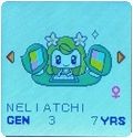 a leaf themed tamagotchi with two flowers in her hair and a leaf for bangs typing on two leaf shaped computers.